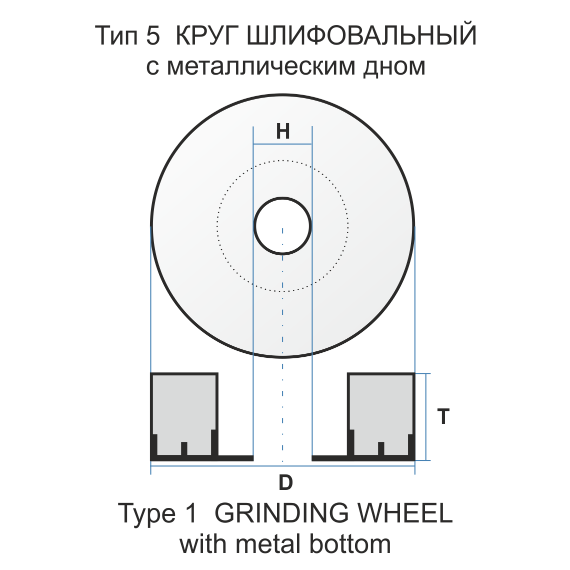 Абразивный инструмент на бакелитовой связке / Круги шлифовальные / 5 100 60 20 54С 16 O B 32 мет.дно черт.2.И.05.087.0104603347329399