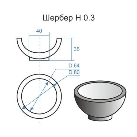 Scorifying dish H 0.3