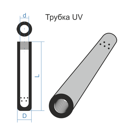 Трубка UV 4 56х20х1500-3